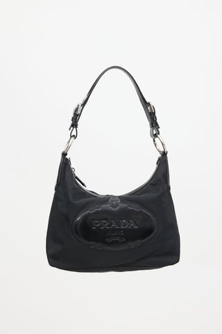 Patent & Nylon Logo Shoulder Bag