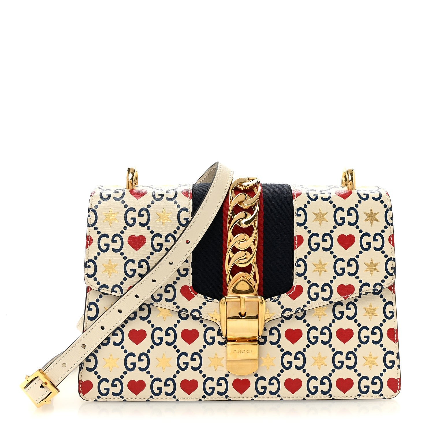 Gucci Calfskin Valentine's Day Exclusive Small Sylvie Top Handle Bag Ivory