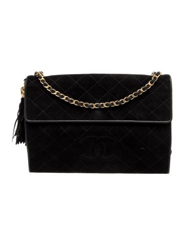 Suede Quilted Tassel Flap Bag