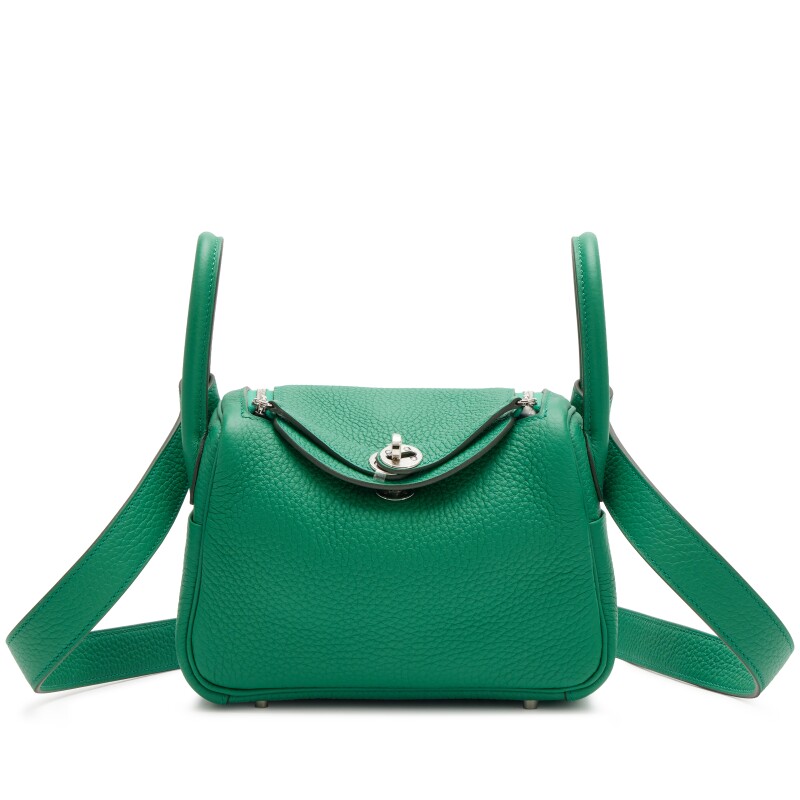 Hermes Vert Vertigo Clemence Mini Lindy 20 Palladium Hardware, 2025