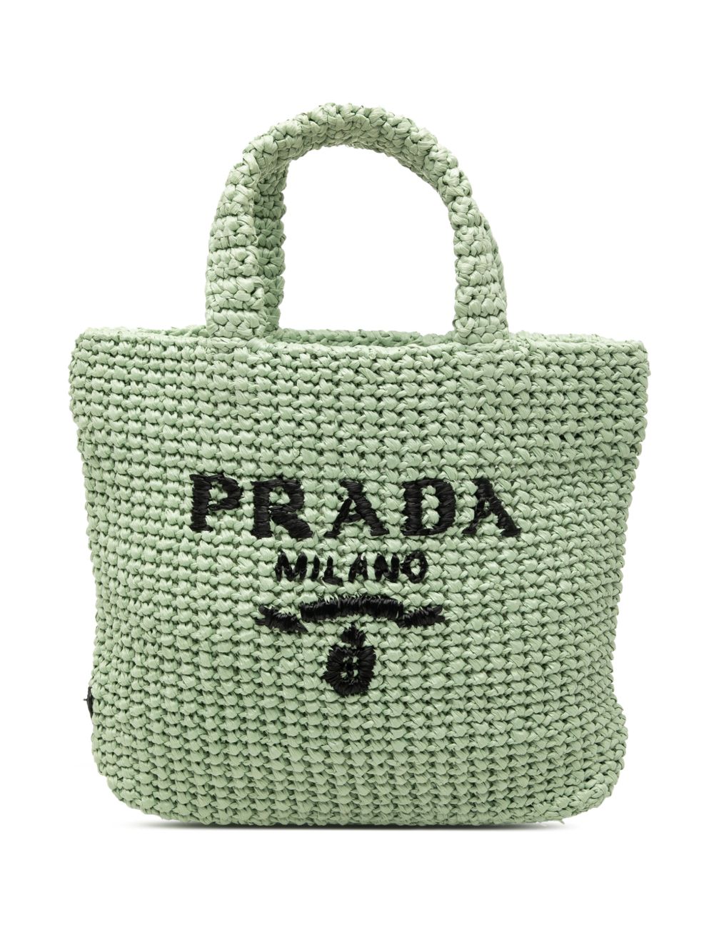 2013-2025 Small Raffia Effect Crochet Embroidered Logo tote bag