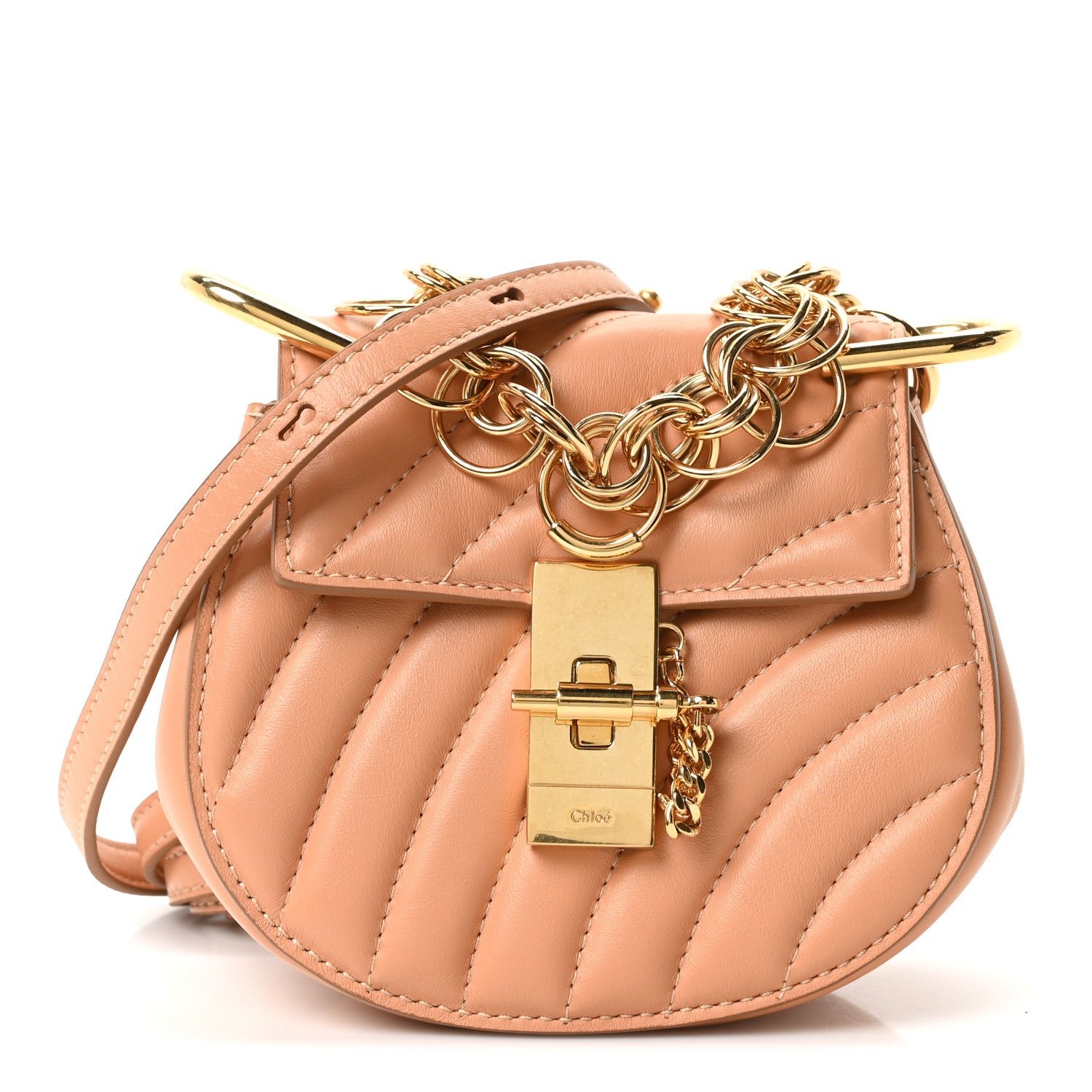 Chloe Chloe Calfskin Quilted Nano Drew Bijou Shoulder Bag Blushy Pink