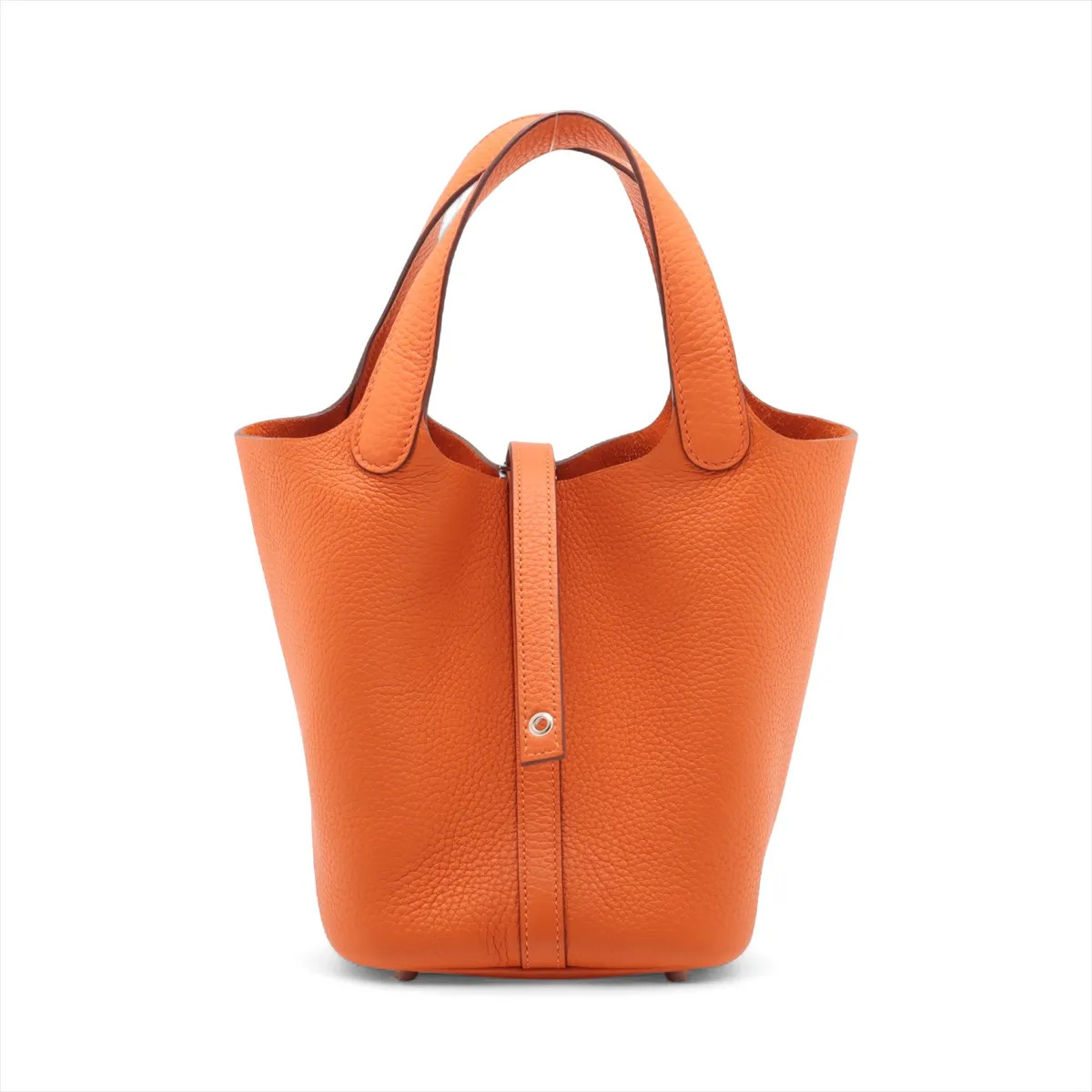 Hermès Picotin Lock 18 PM Taurillon Clemence Orange Silver Metal Fittings