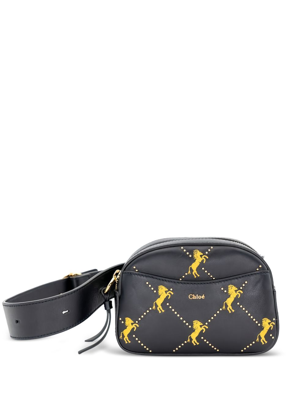 horses-embroidered leather belt bag