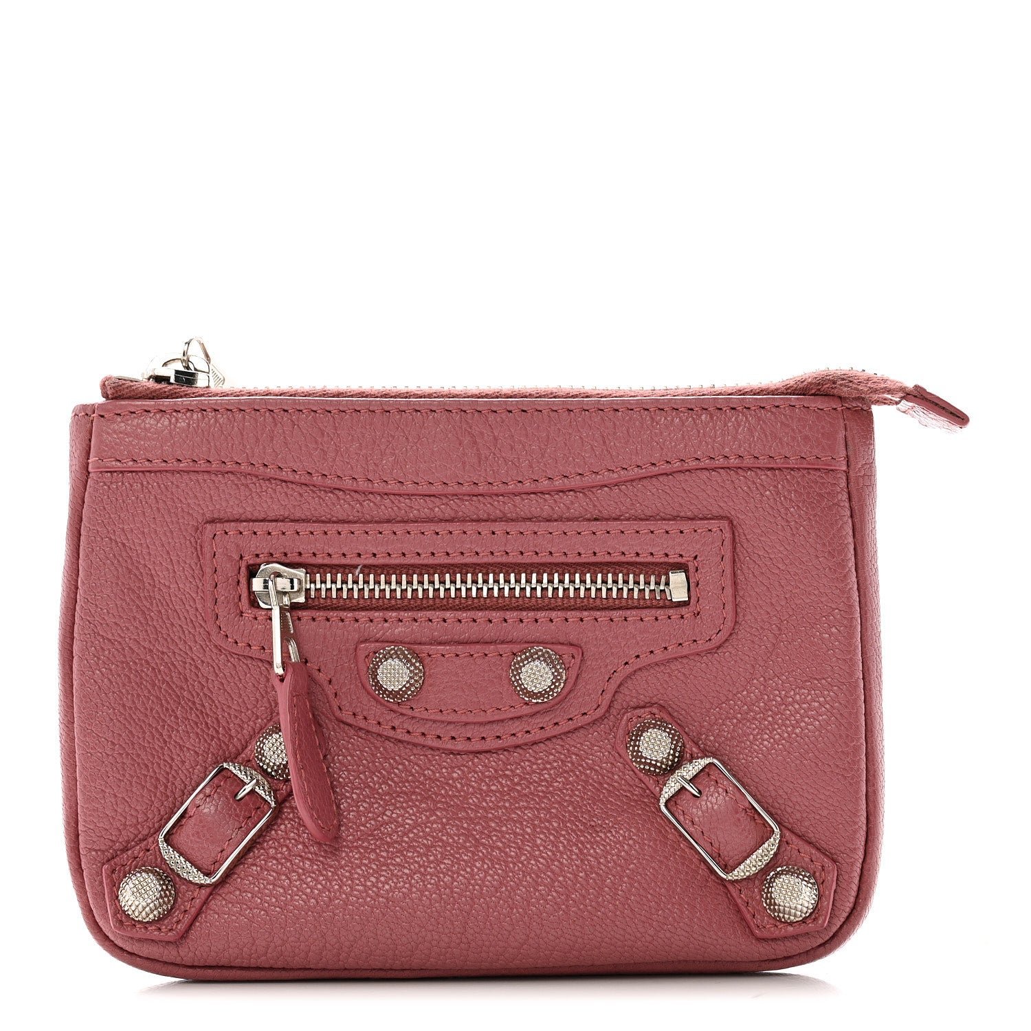 Balenciaga Agneau Giant 12 Silver Hardware M Porte-Monnaie Coin Purse Rose Bruyere