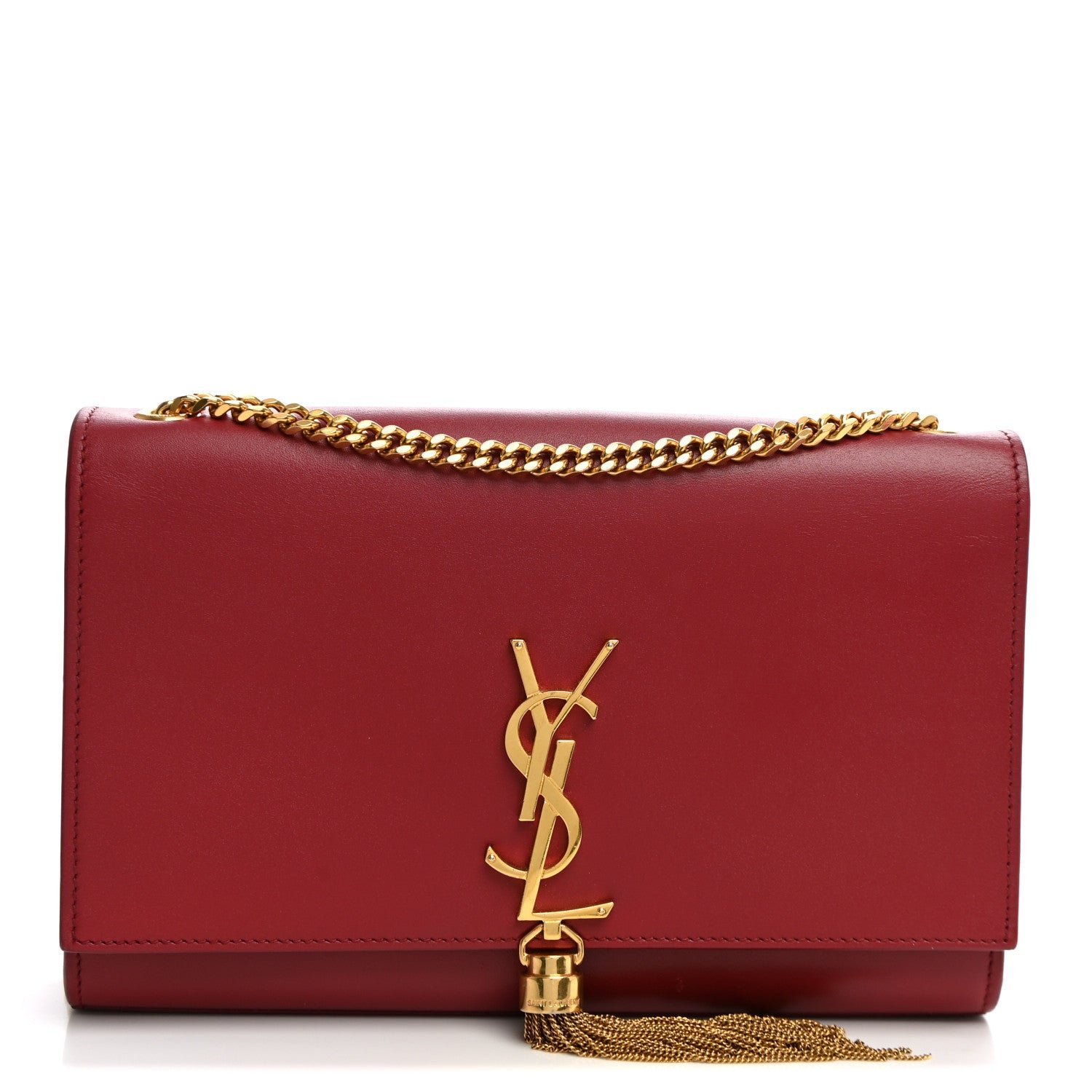 Saint Laurent Smooth Calfskin Medium Classic Monogram Kate Tassel Satchel New Lipstick