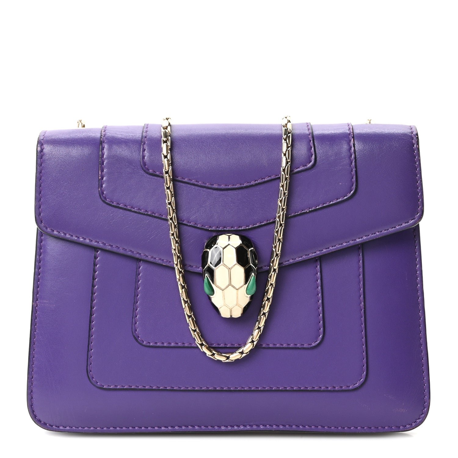 Bulgari Calfskin Small Serpenti Forever Snake Strap Crossbody Bag Amethyst
