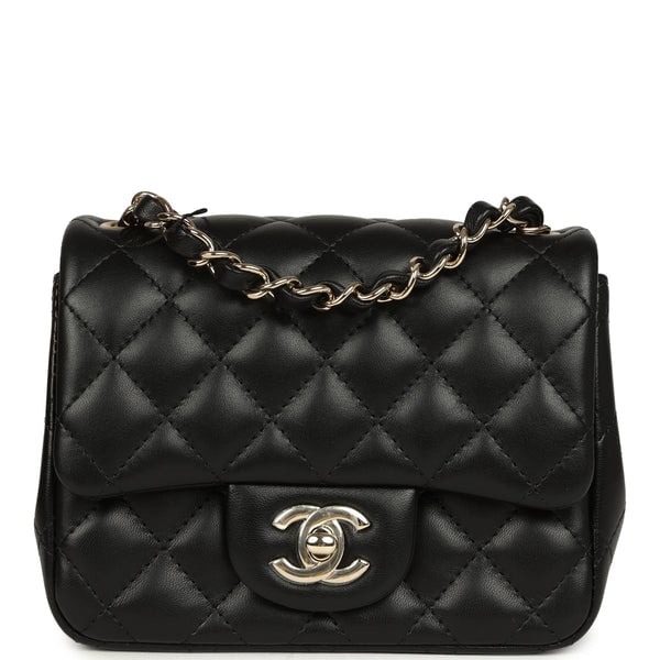 Chanel Chanel Mini Classic Square Flap Bag Black Lambskin Light Gold Hardware