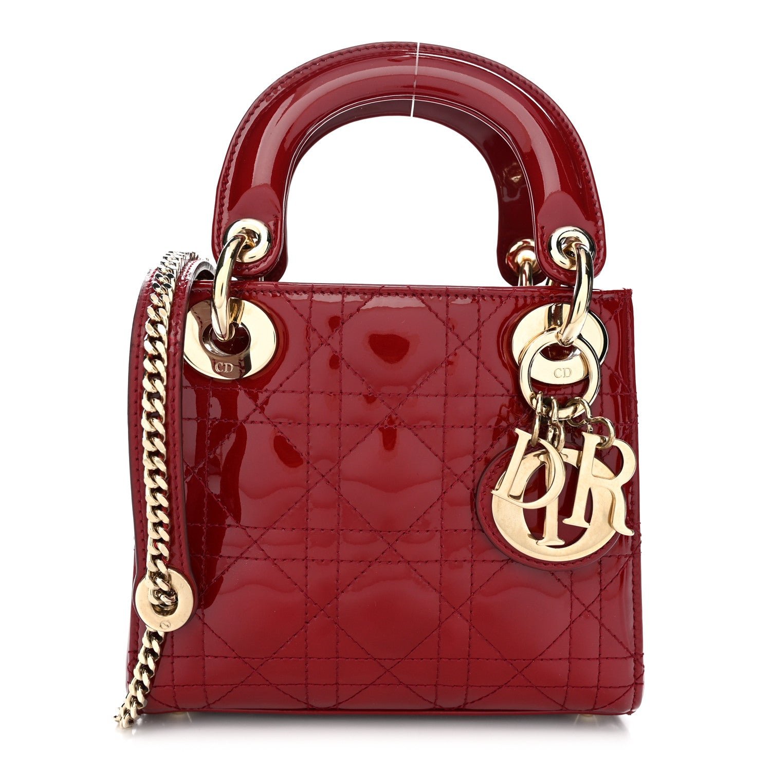 Christian Dior Patent Cannage Mini Lady Dior Red
