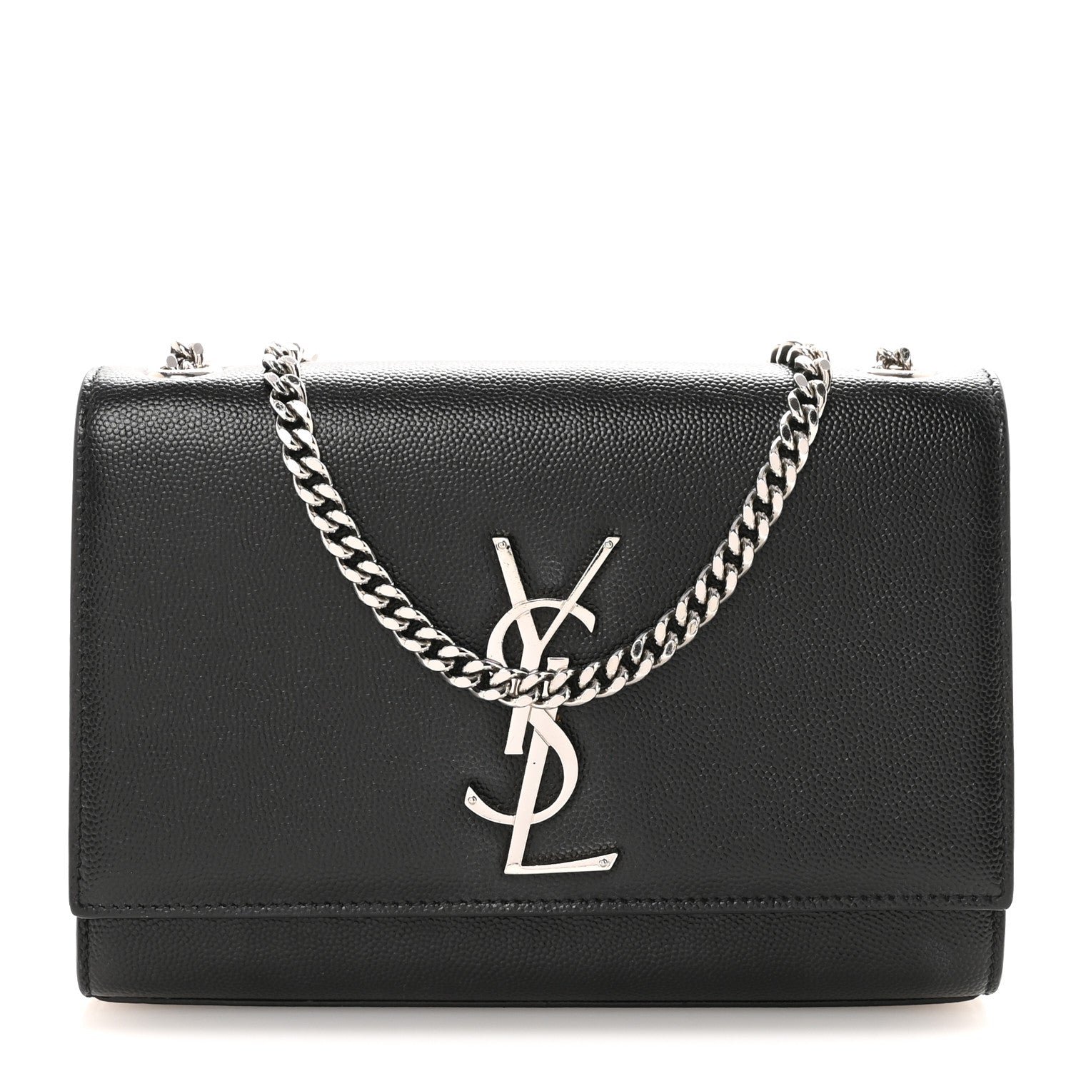 Saint Laurent Grain De Poudre Small Monogram Kate Satchel Black