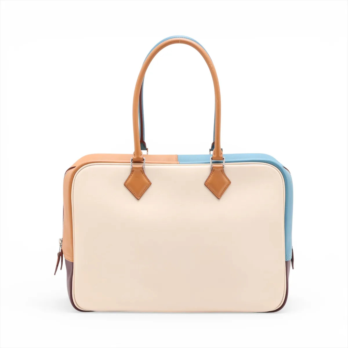 Hermès Plume 32 Arlequin Veau Swift Kure x Cassis x Natural Sablé x Blue Jean Si