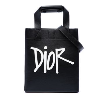 Calf Leather Stussy Small Logo Applique Tote