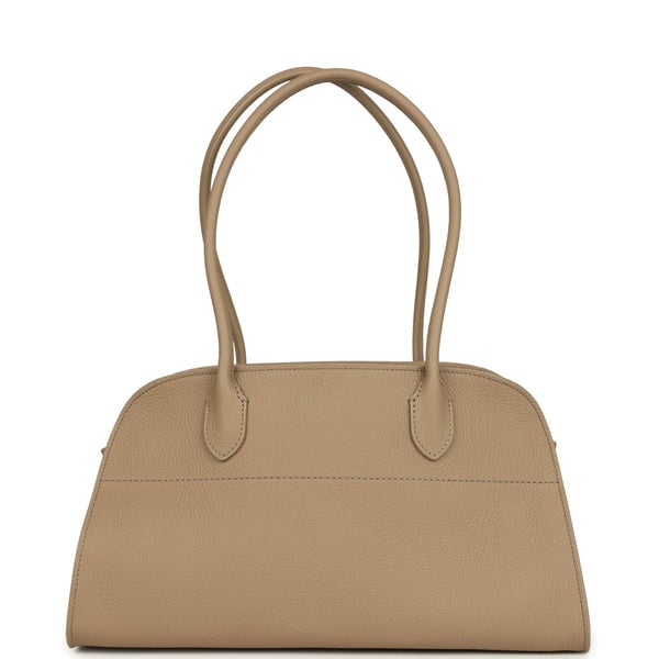 The Row Margaux Shoulder 12 Bag Dark Taupe Calfskin Silver Hardware