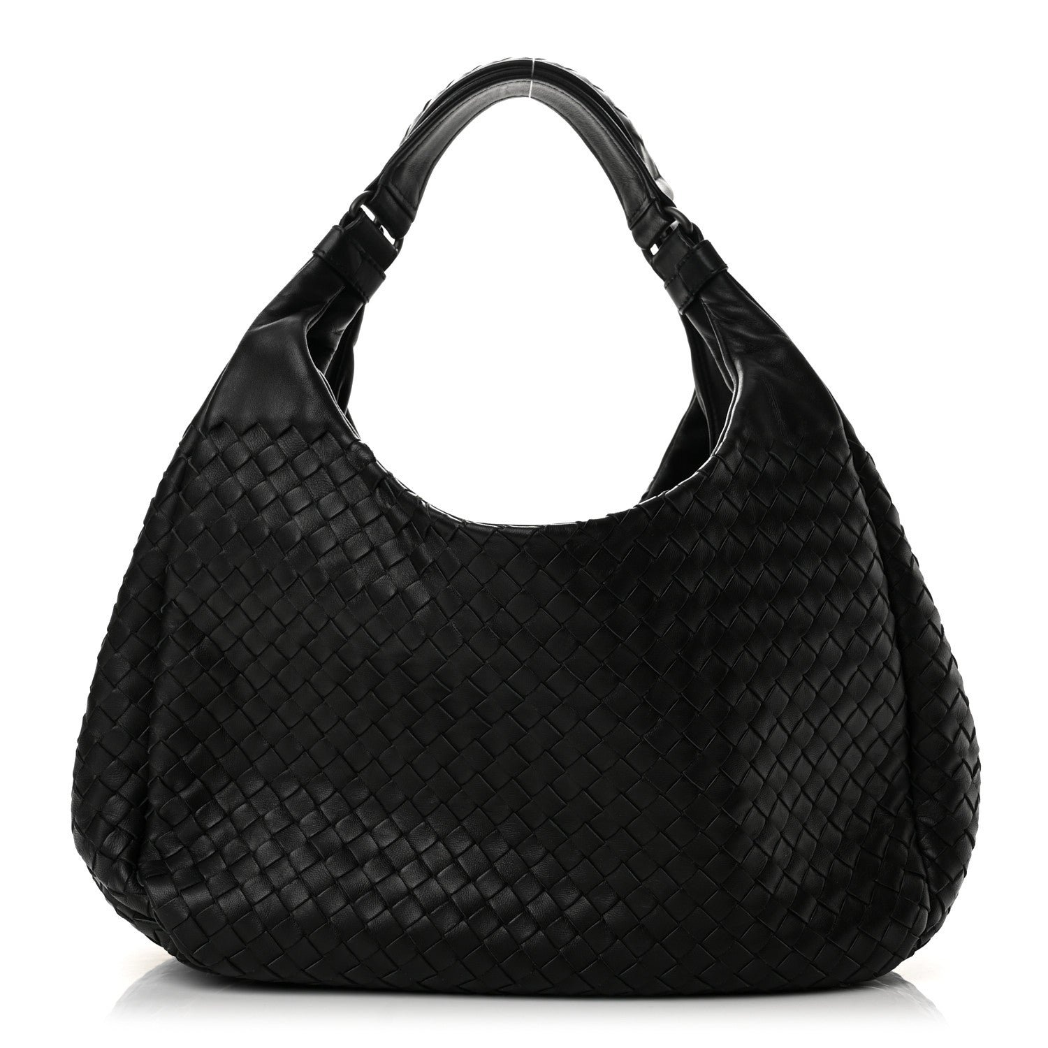 Bottega Veneta Nappa Intrecciato Medium Campana Shoulder Bag Black
