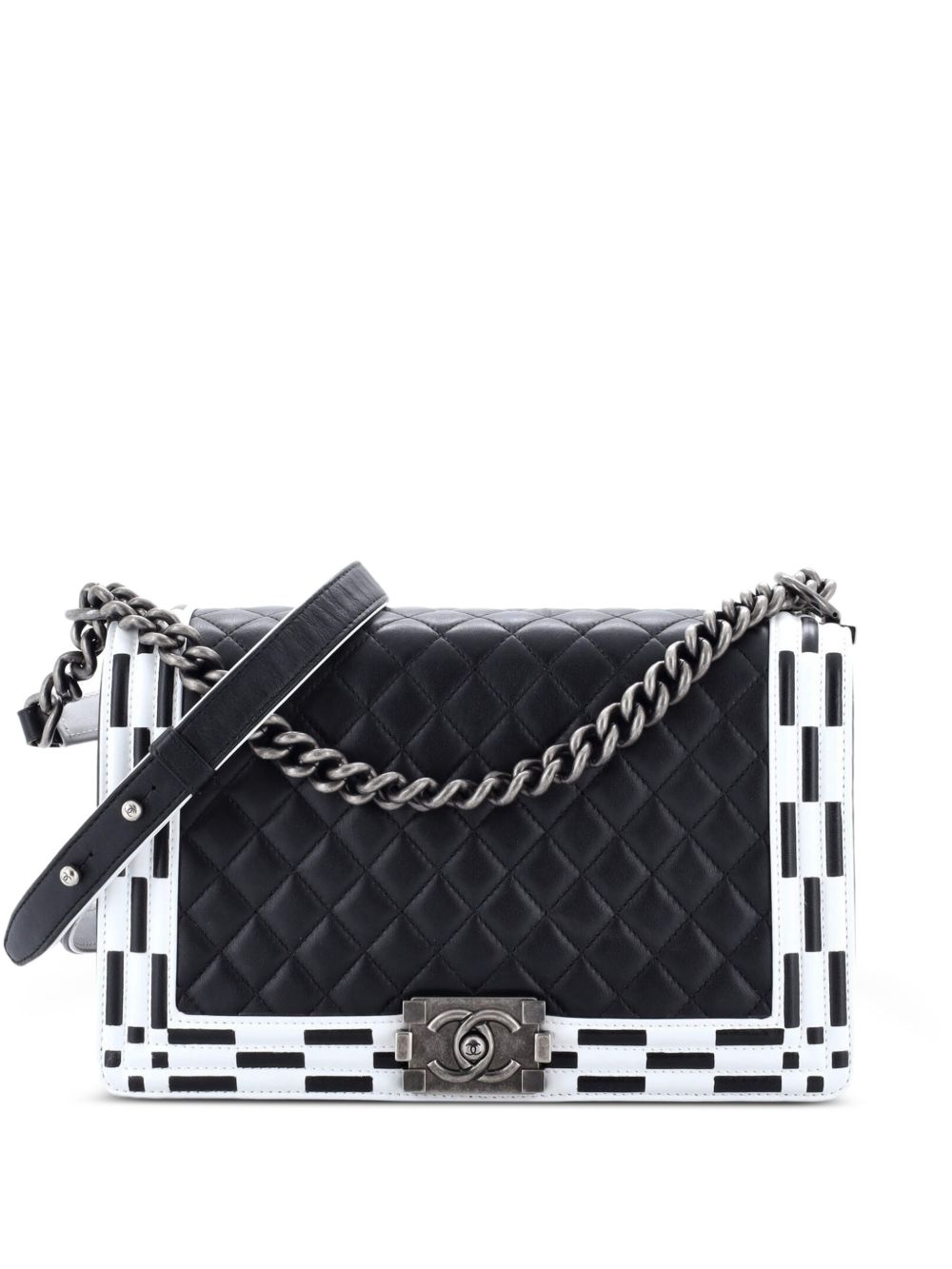 Checkerboard Trim Boy Flap Bag Quilted Calfskin New Medium shoulder bag