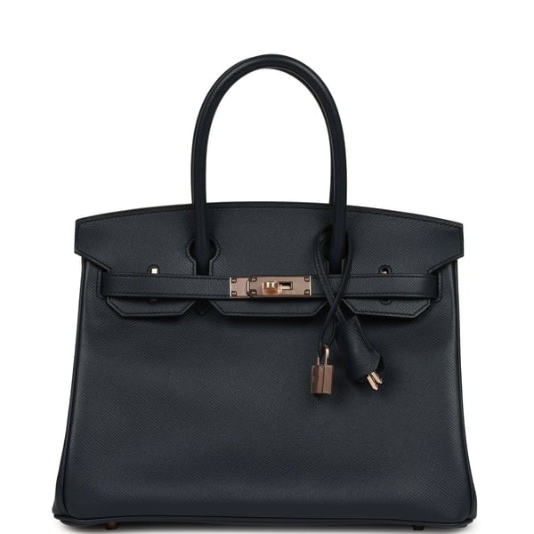 Hermes Hermes Birkin 30 Bleu Indigo Epsom Rose Gold Hardware