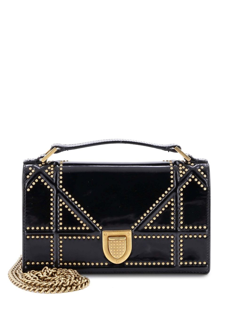 Diorama Chain Flap Clutch Studded Patent crossbody bag
