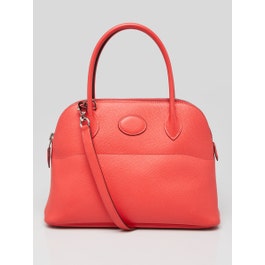 Hermes 27cm Rose Jaipur Epsom Leather Palladium Plated Bolide Bag