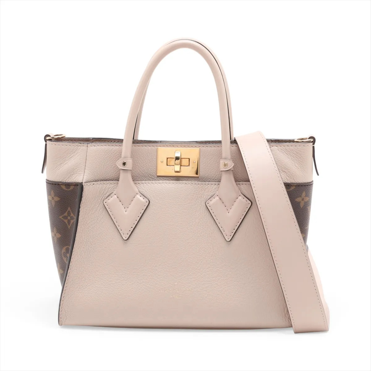 Louis Vuitton monogram x leather On My Side PM M57729 Beige×Brown There was an R