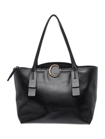 Chloe Leather C Zipped Shopping Tote Medium