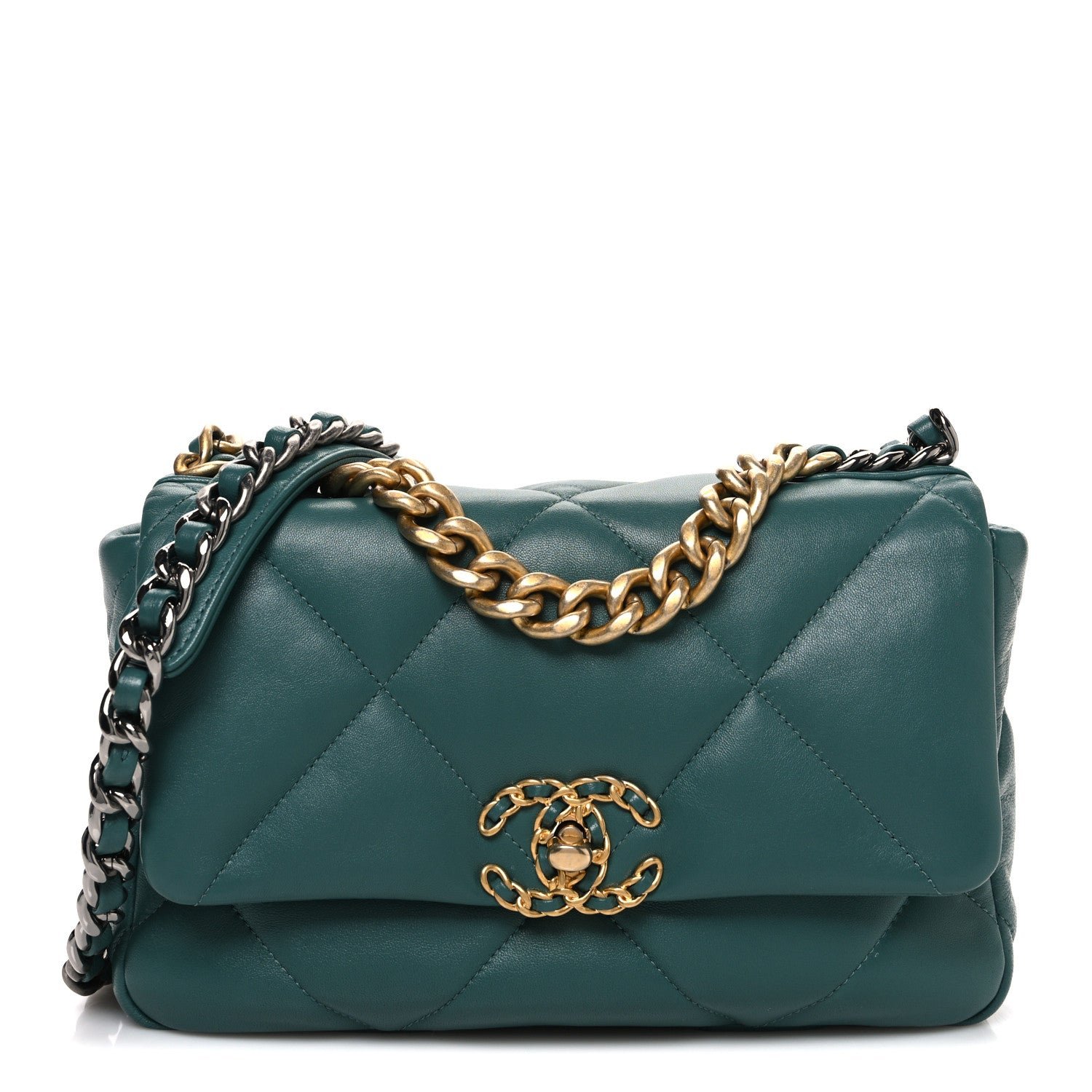 Chanel Lambskin Quilted Medium Chanel 19 Flap Green