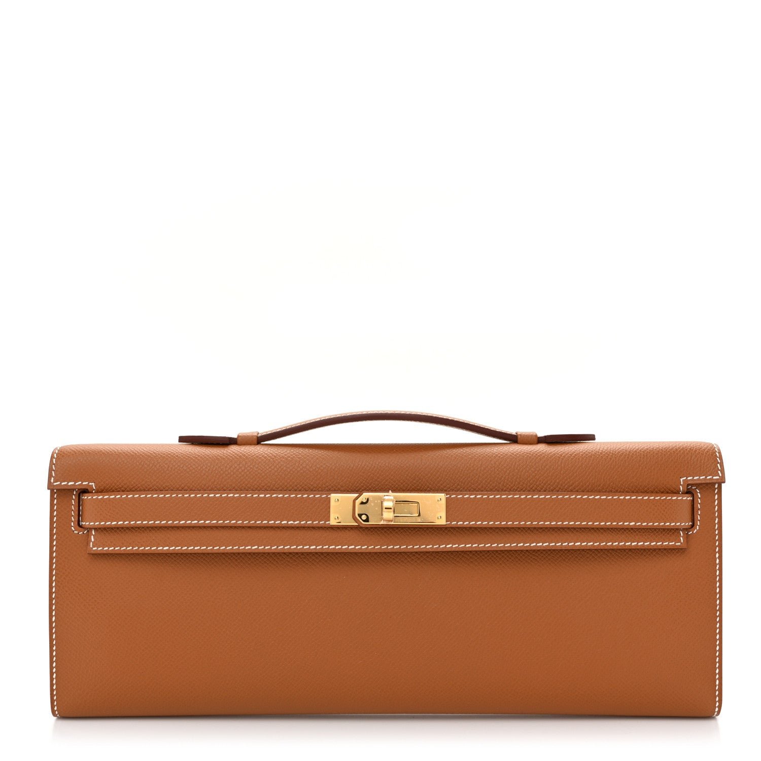 Hermes Epsom Kelly Cut Clutch Pochette Gold