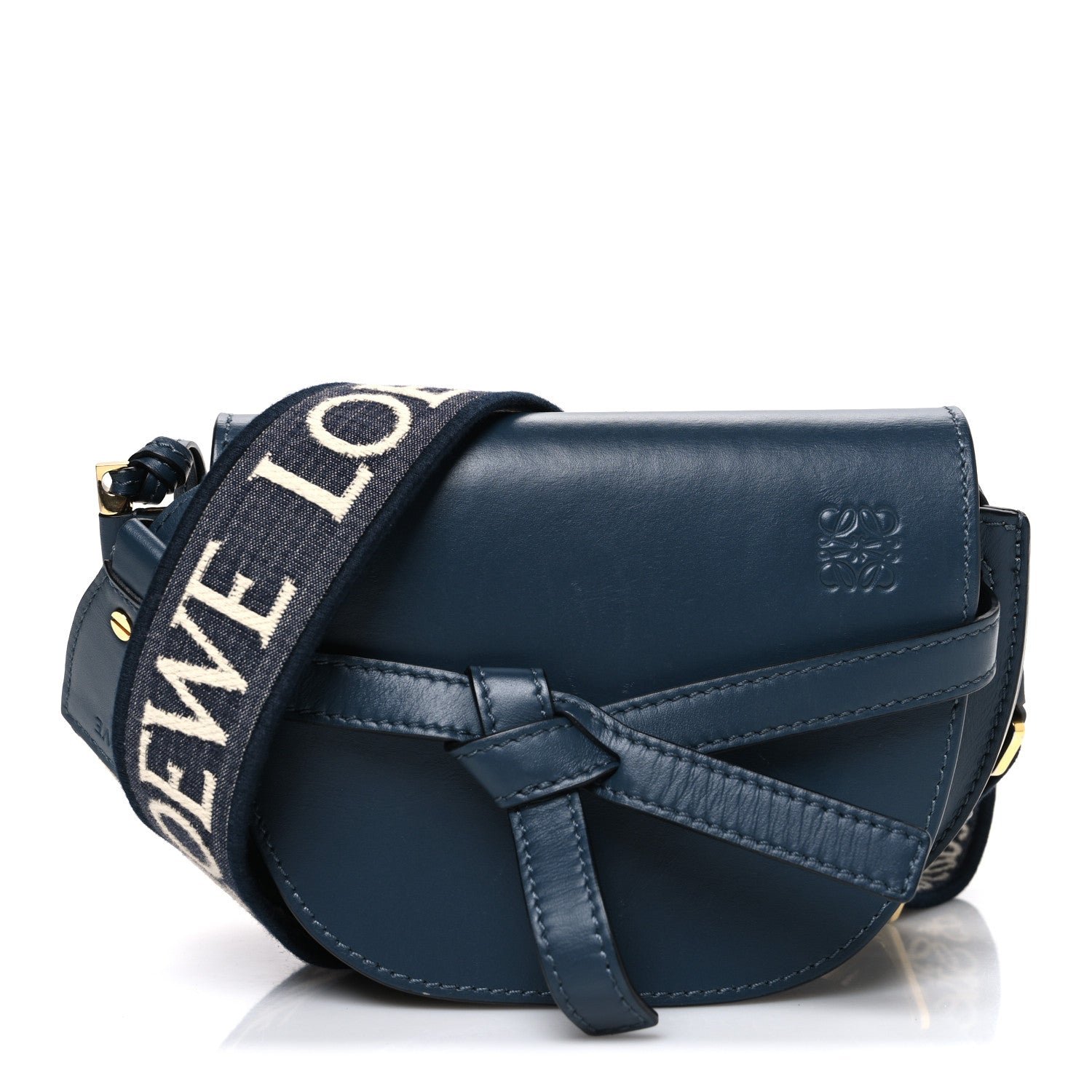 Loewe Loewe Calfskin Jacquard Mini Gate Crossbody Bag Onyx Blue