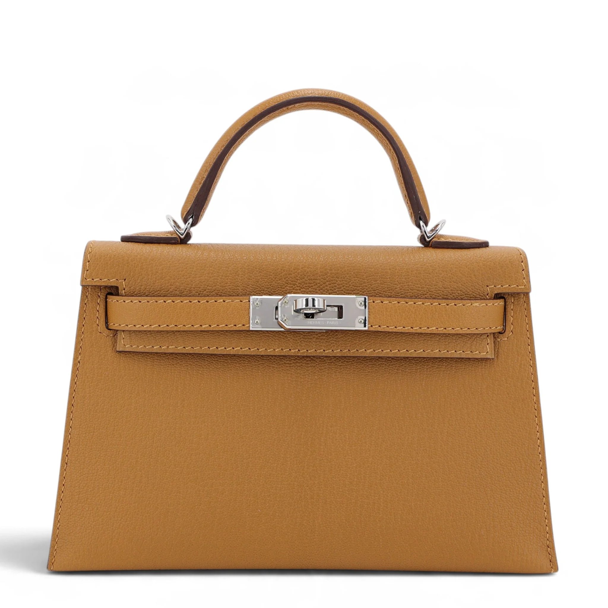 Unused ( Rank NS ) HERMÈS Mini Kelly II Caramel (28) Chevre Palladium hardware K (2025)