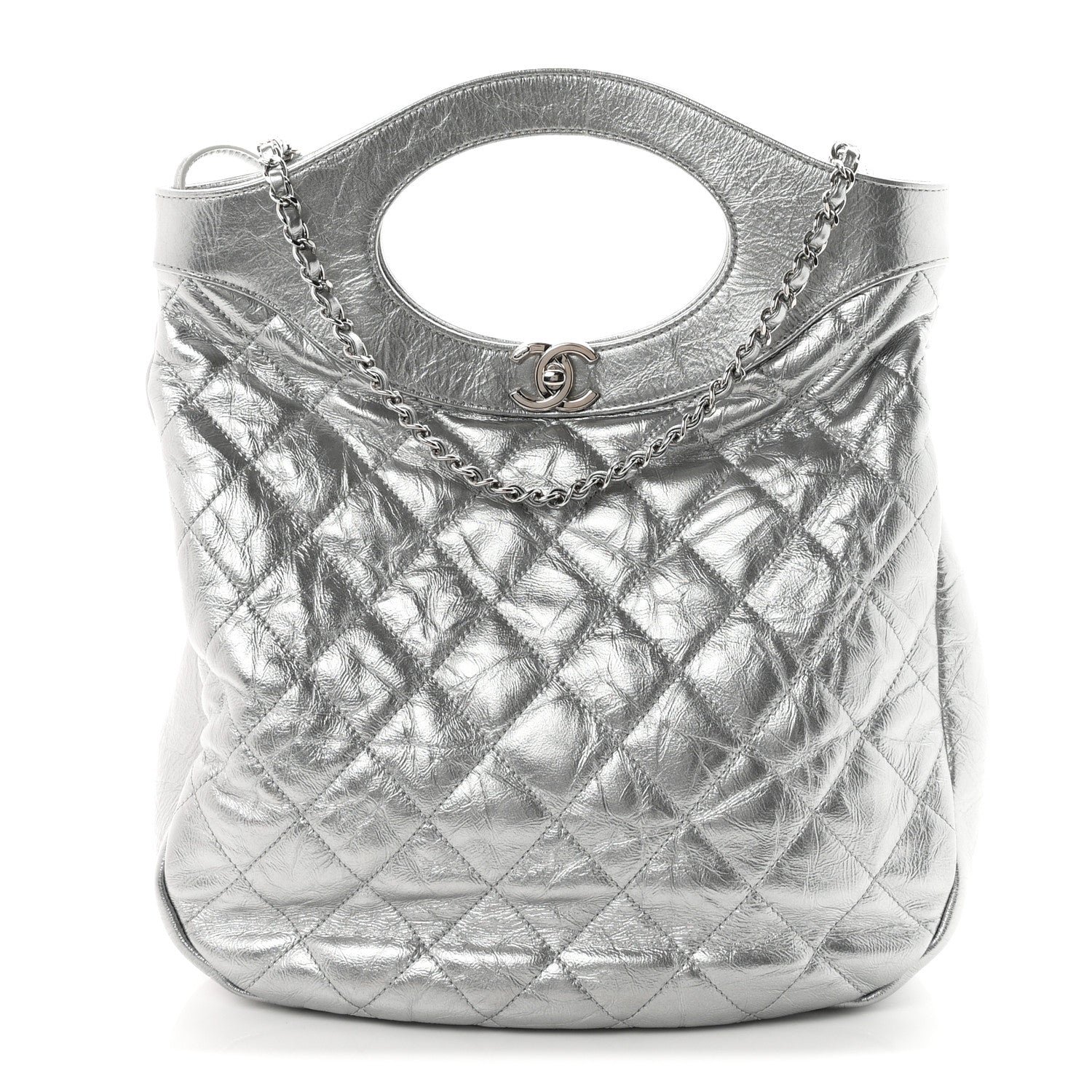 Chanel Metallic Crumpled Calfskin Small 31 Shopping Bag Silver