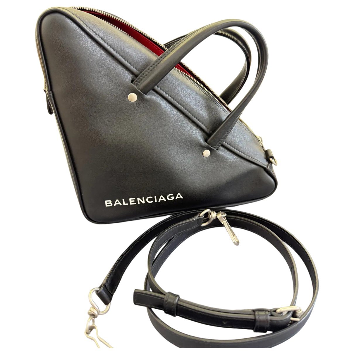 Triangle leather handbag