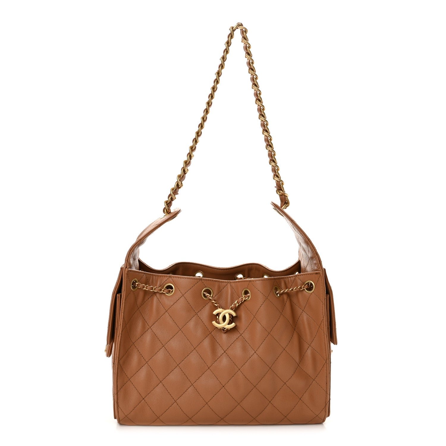 Caviar Quilted Small Chanel 25 Handbag Brown