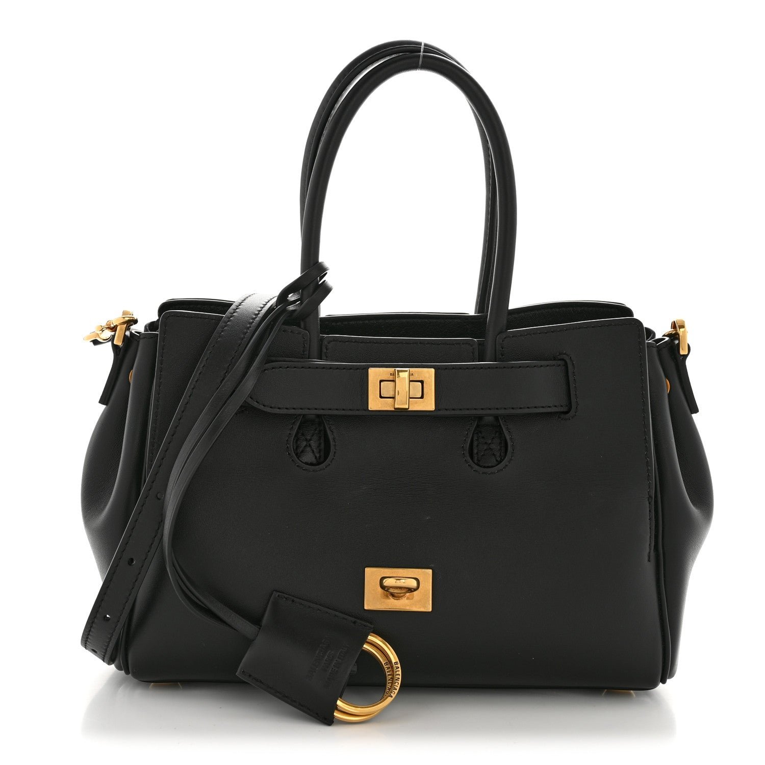 Balenciaga Smooth Calfskin Mini Bel Air Carry All Bag Black