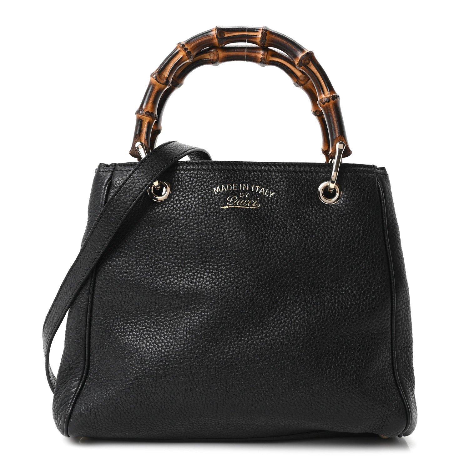 Gucci Calfskin Small Bamboo Shopper Tote Black