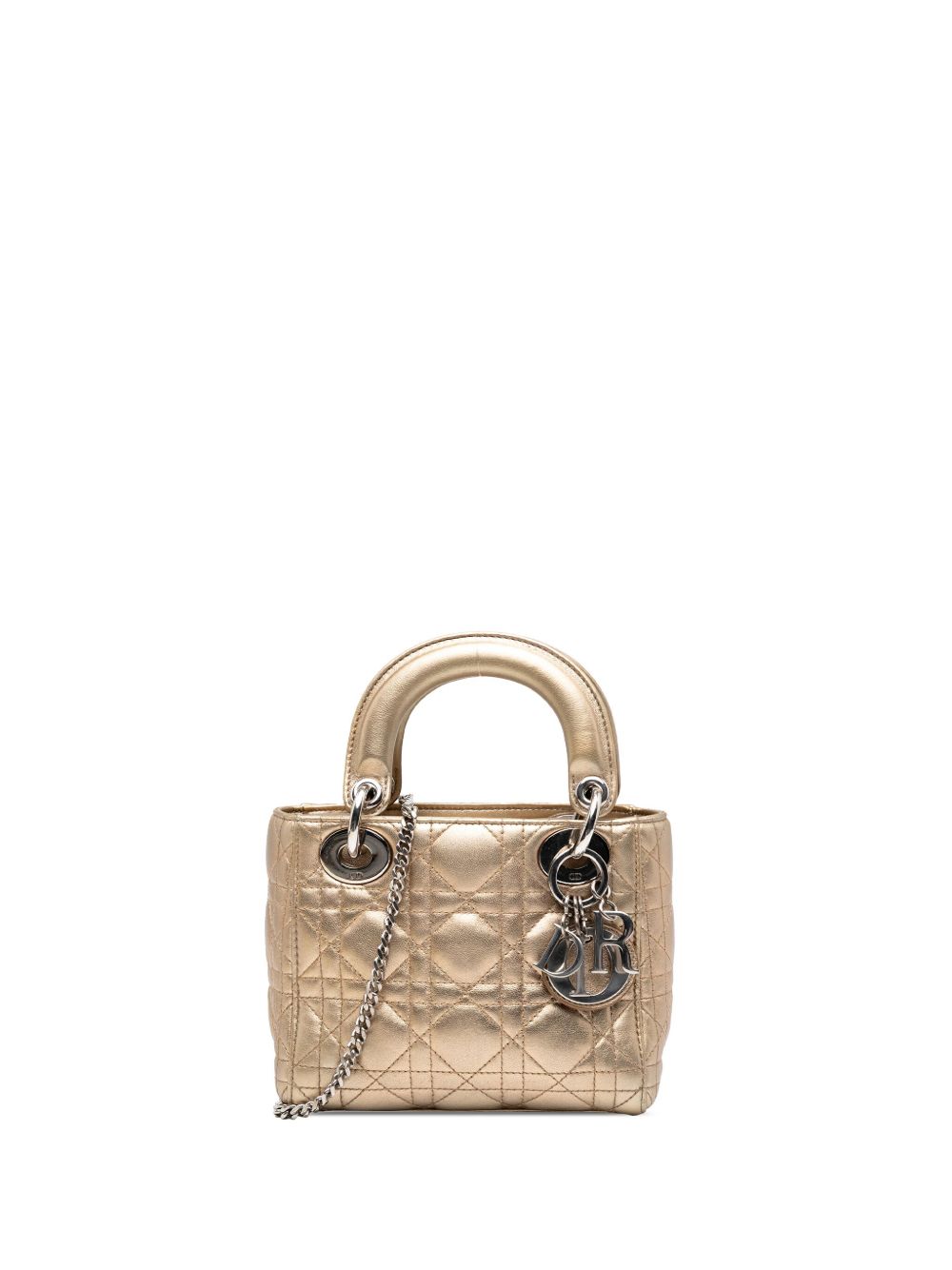 2014 Mini Metallic Lambskin Cannage Lady Dior satchel
