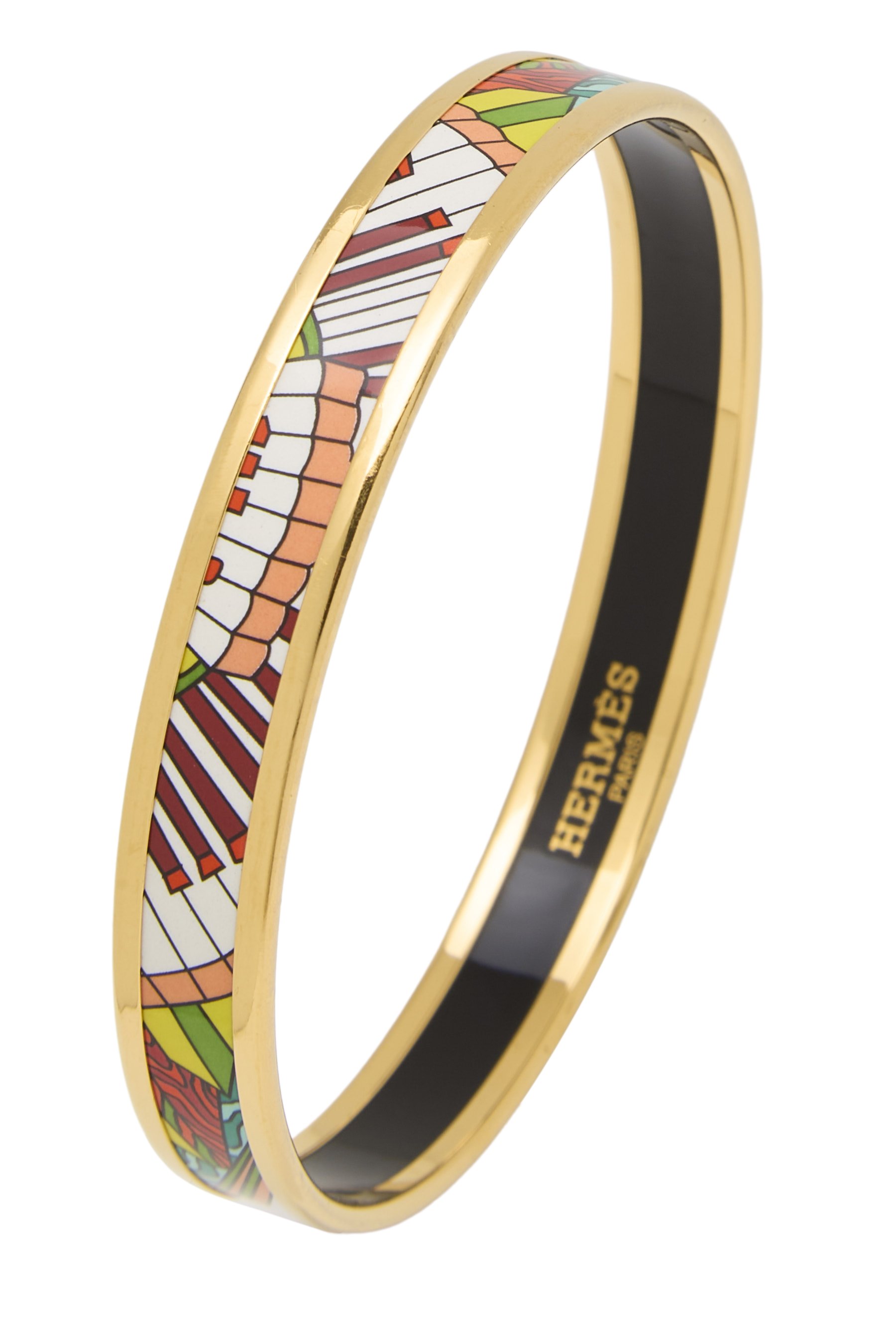 Multicolor Gold Enamel Bangle Narrow
