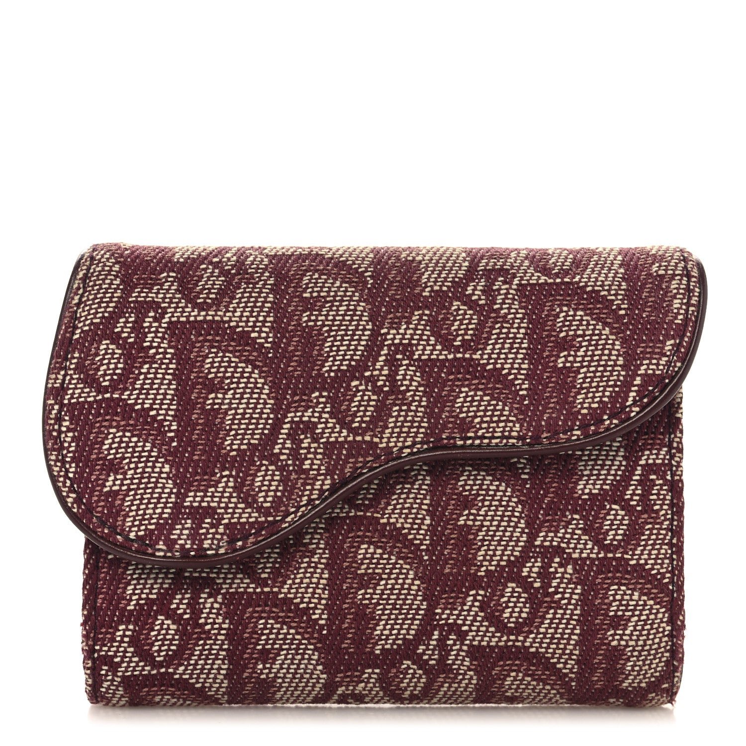 Dior Monogram Compact Saddle Wallet Bordeaux