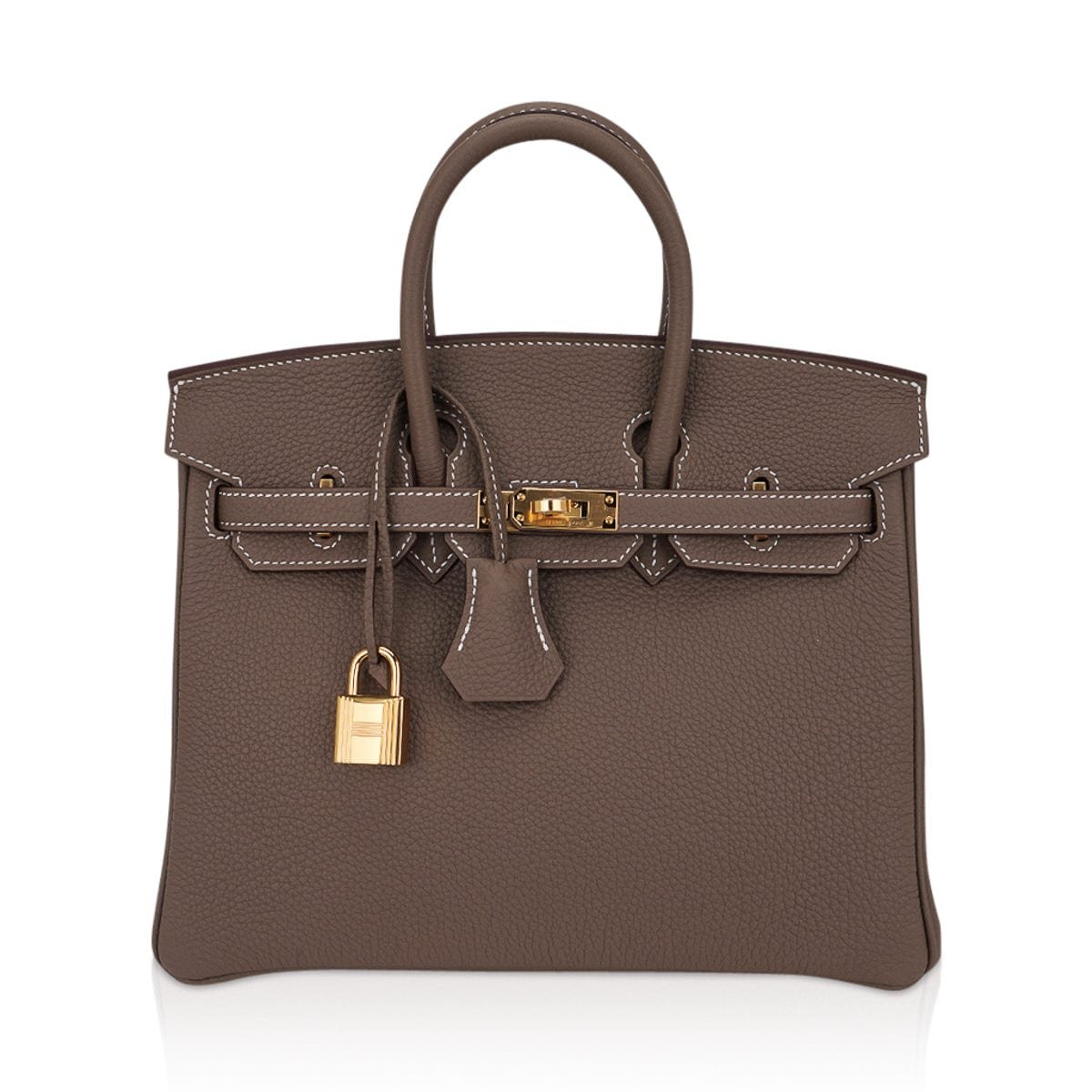 Hermes Hermes Birkin 25 Bag Etoupe Togo Leather with Gold Hardware