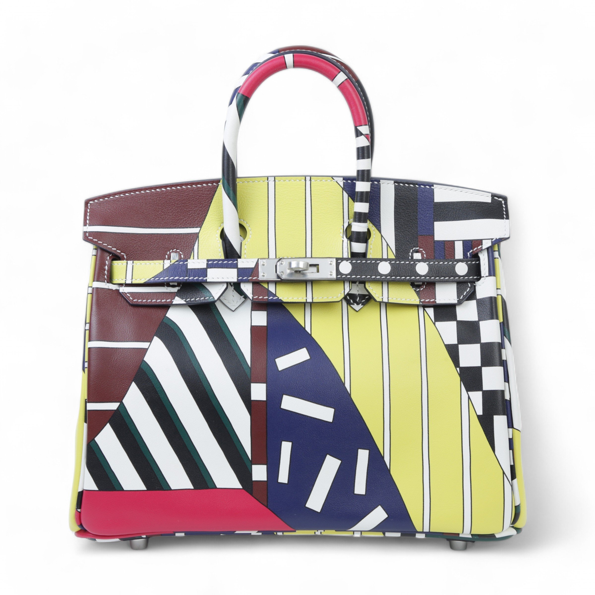 Hermes Excellent ( Rank SA ) HERMÈS Limited Edition Birkin 25 Multi-color Swift Palladium hardware C (2018)