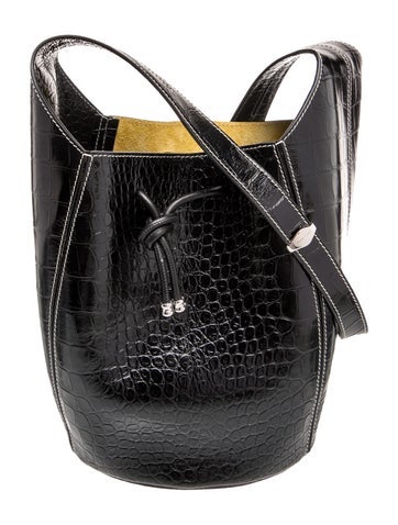 Embossed Leather Bucket Bag w/ Tags