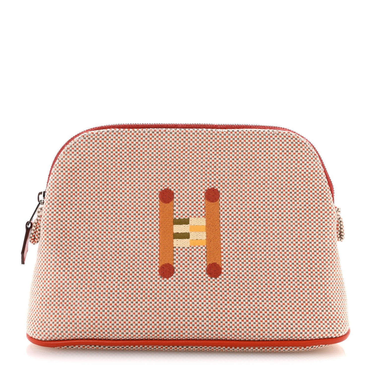 Hermes Hermes Cotton Canvas Crazy H Mini Bolide Case Orange Ficelle