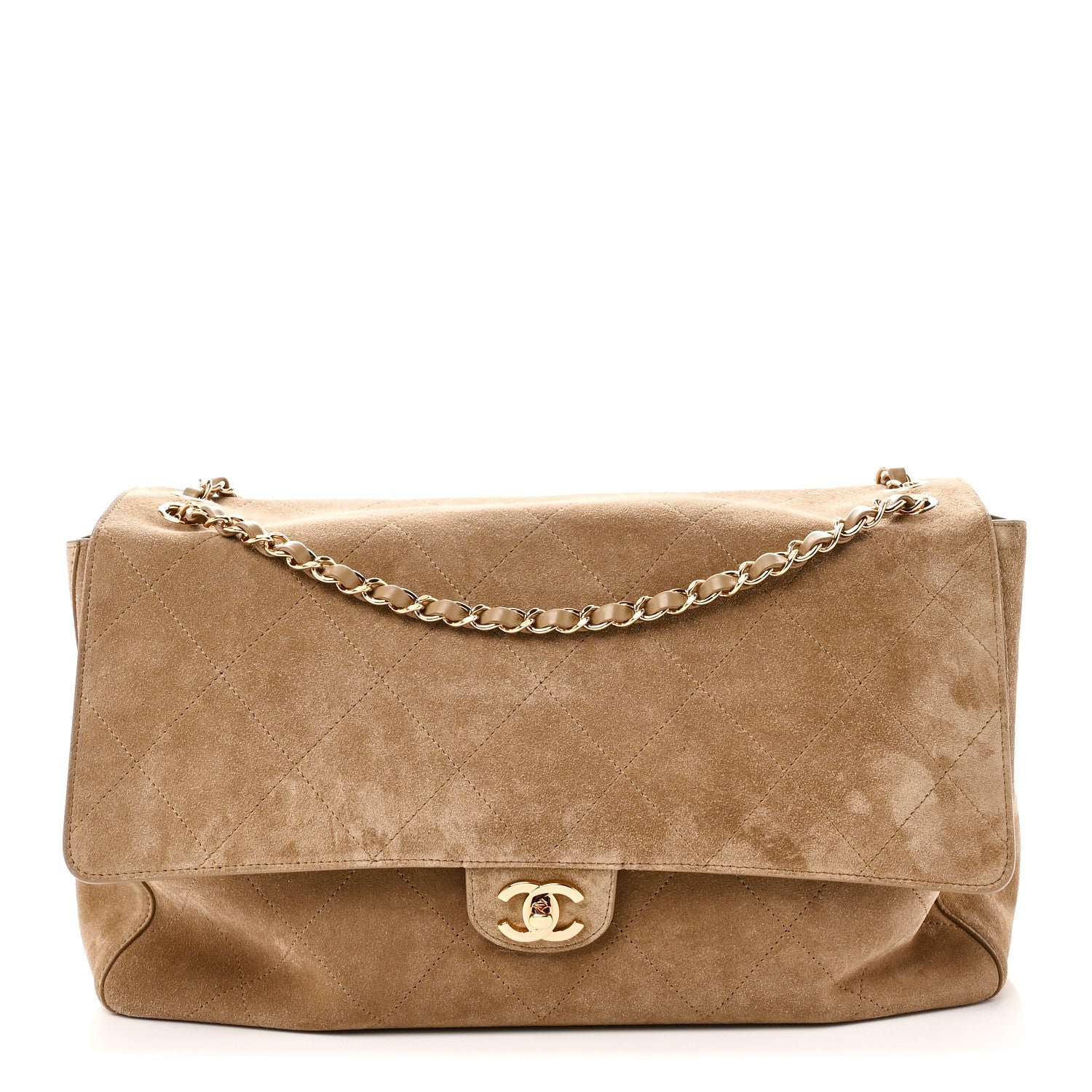 Chanel Suede Calfskin Souplissimo Maxi Flap Dark Beige