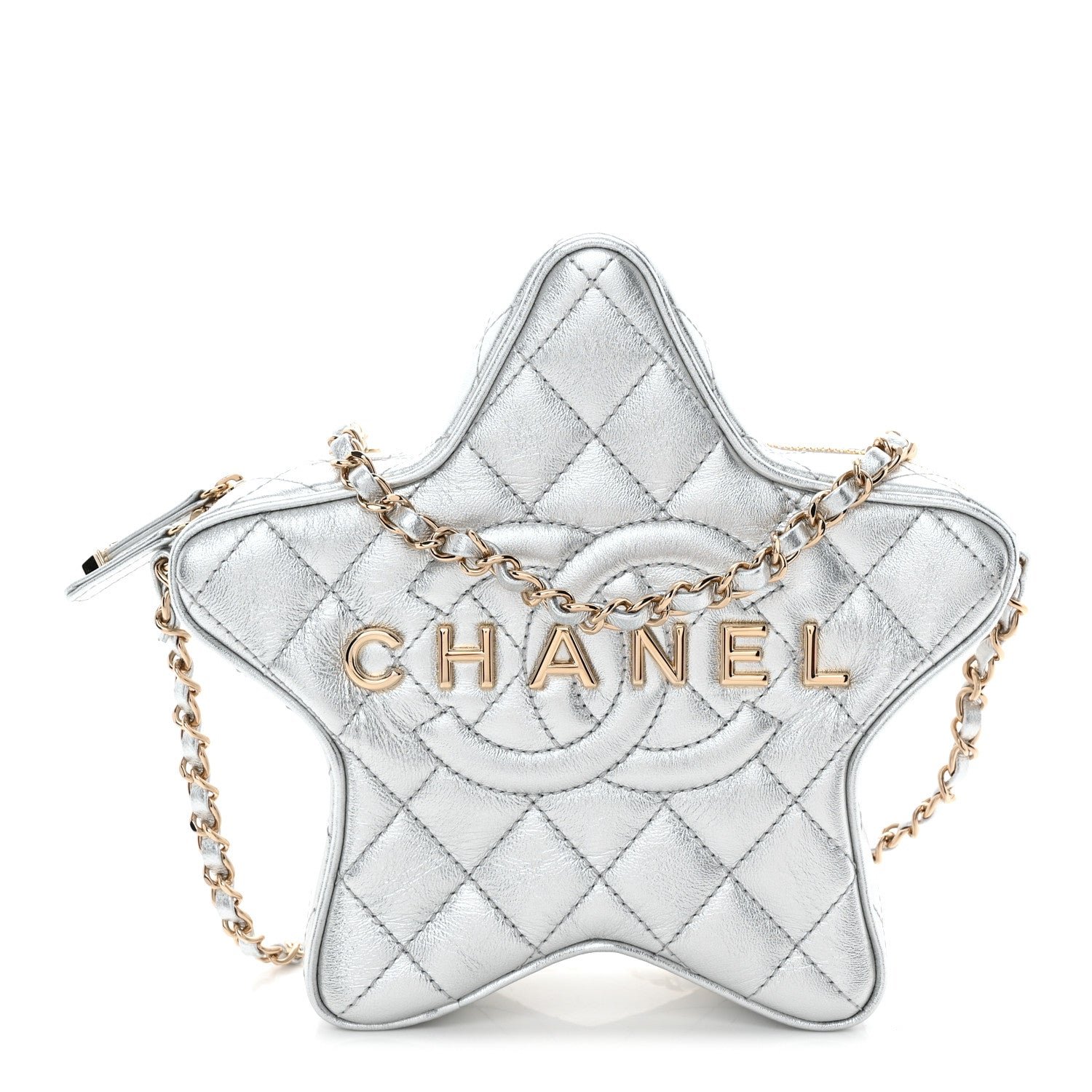 Chanel Metallic Lambskin Walk Of Fame Bag Silver