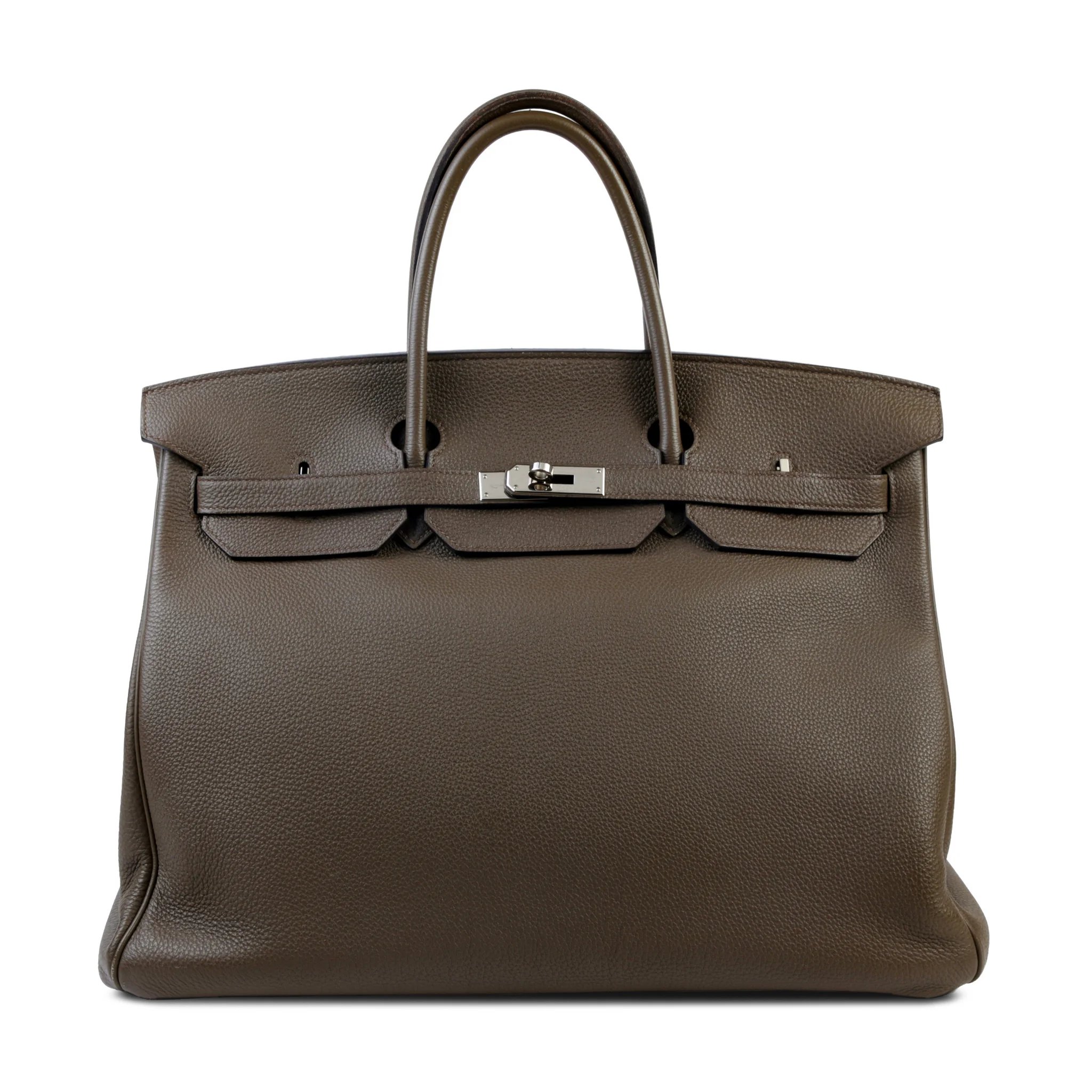 Very Good ( Rank A) HERMÈS Birkin 40 Taupe (16) Togo Palladium hardware Square R (2014)