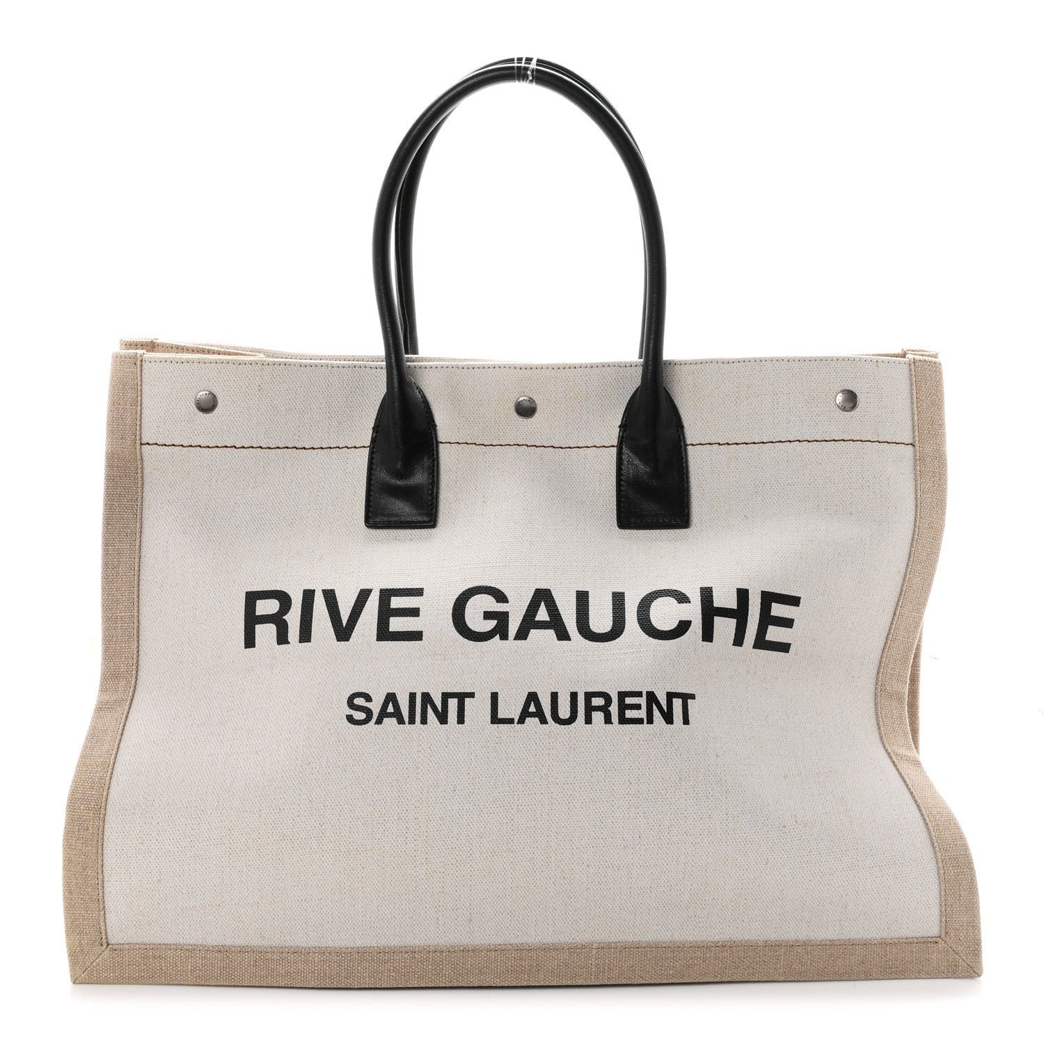 Saint Laurent Linen Calfskin Rive Gauche Tote Optic White