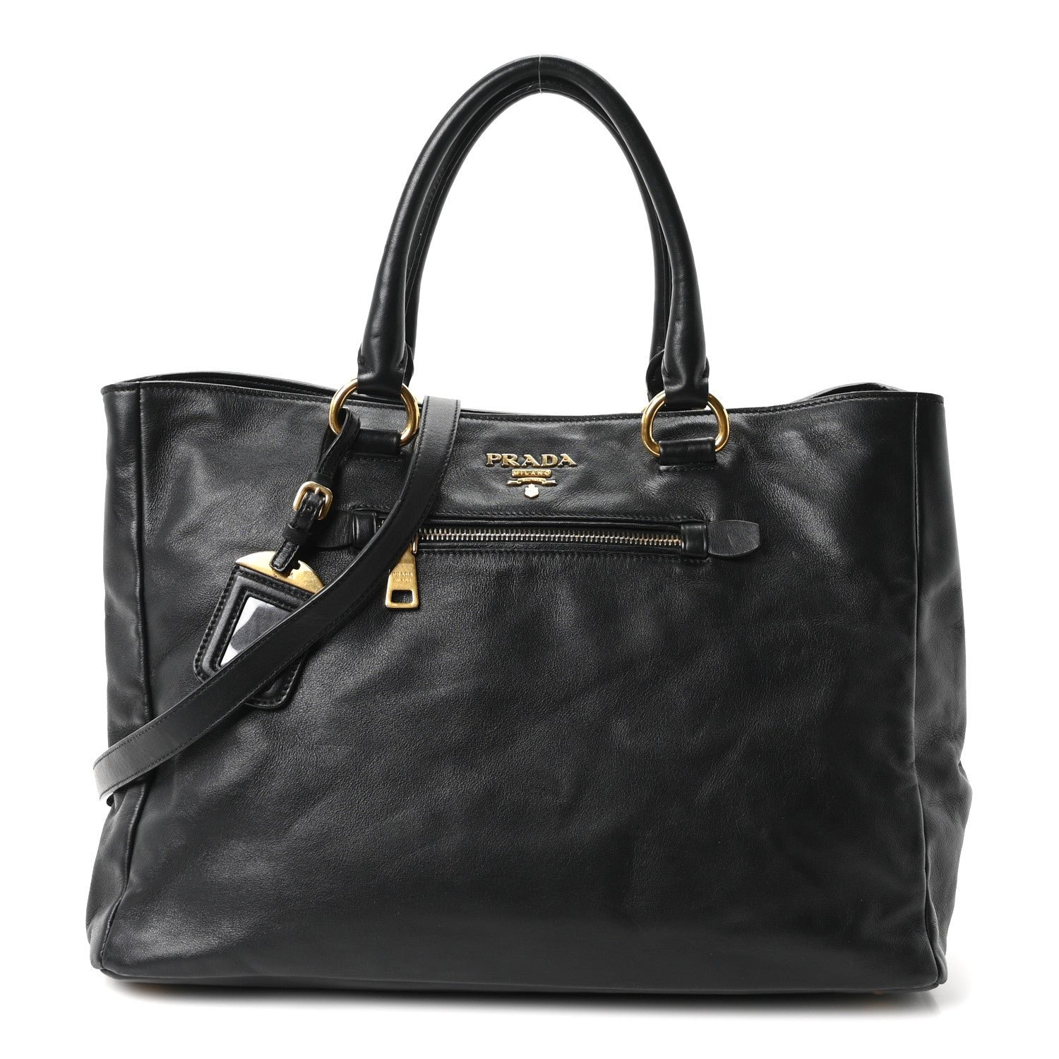 Prada Soft Calf Shopping Tote Black