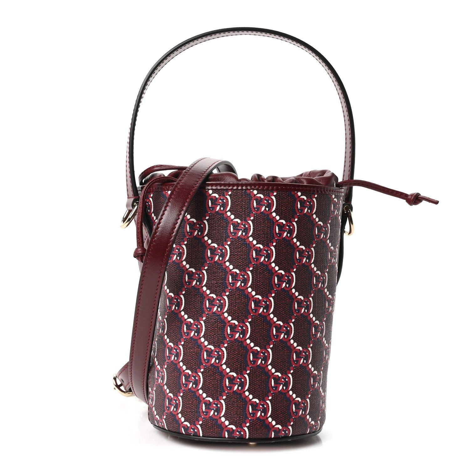 Gucci GG Shadow Monogram Mini Bucket Bag Rosso Ancora Red