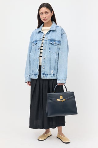 1990 Navy Box Kelly Sellier 35 Bag