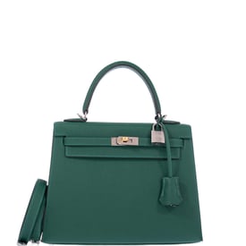 Hermes Hermès Kelly 25 Sellier Vert Moyen Epsom Electrum Hardware