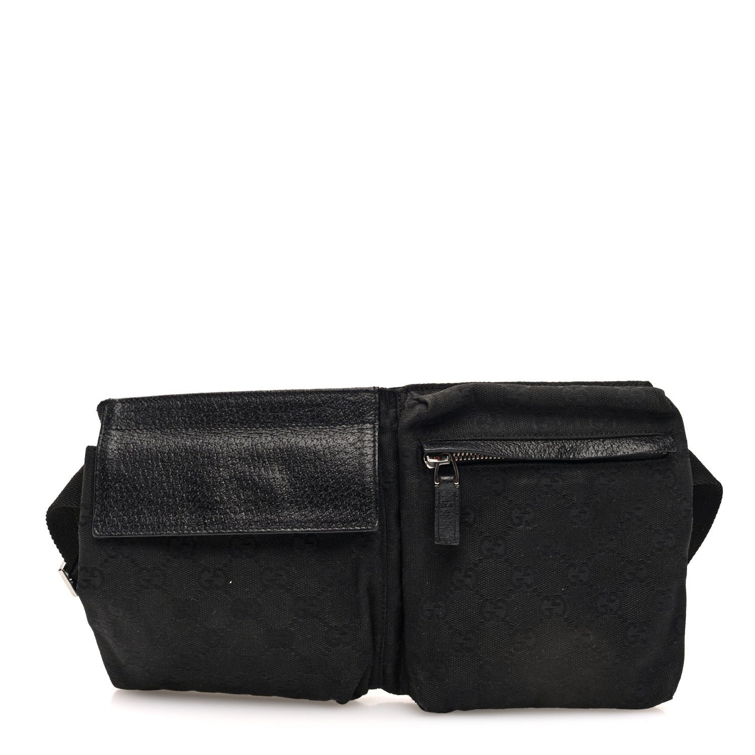 Gucci GG Monogram Double Pocket Belt Bag Black