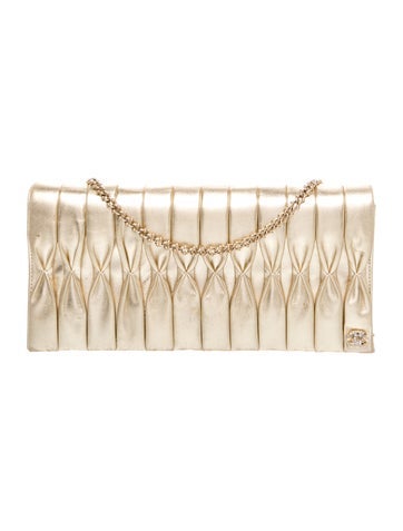Pleated Evening Clutch w/ Chain